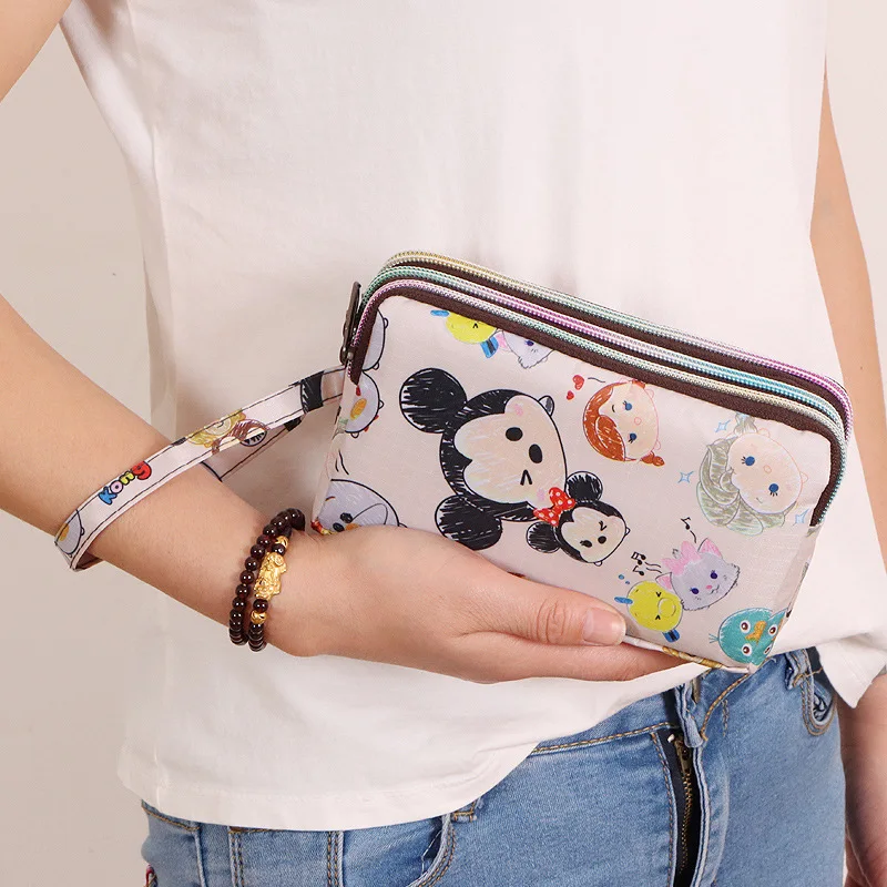 

Mickey Mouse Clutch Bag 2023 Disney Anime Mermaid Pattern Long Wallet Cotton Coin Purse Large Capacity Storage Bag for Women