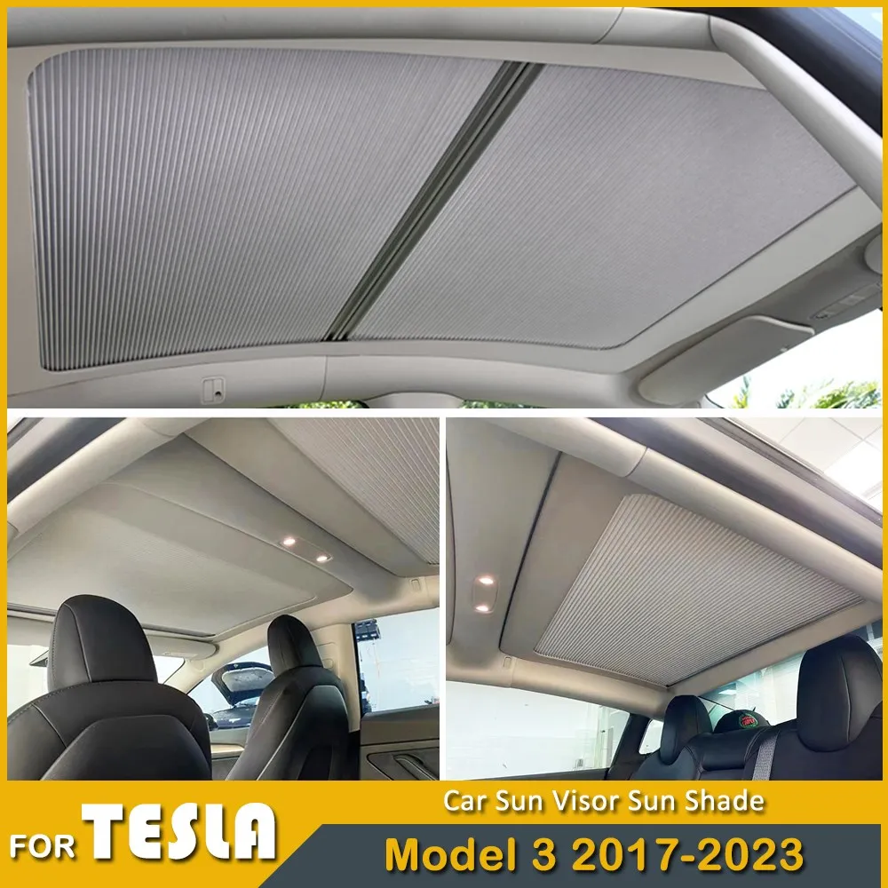 

For Tesla Model 3 2023 Accessories Shade Net Roof Skylight Shades Protector Sunshade Car Sun Visor Sun Shade Model 3 2022