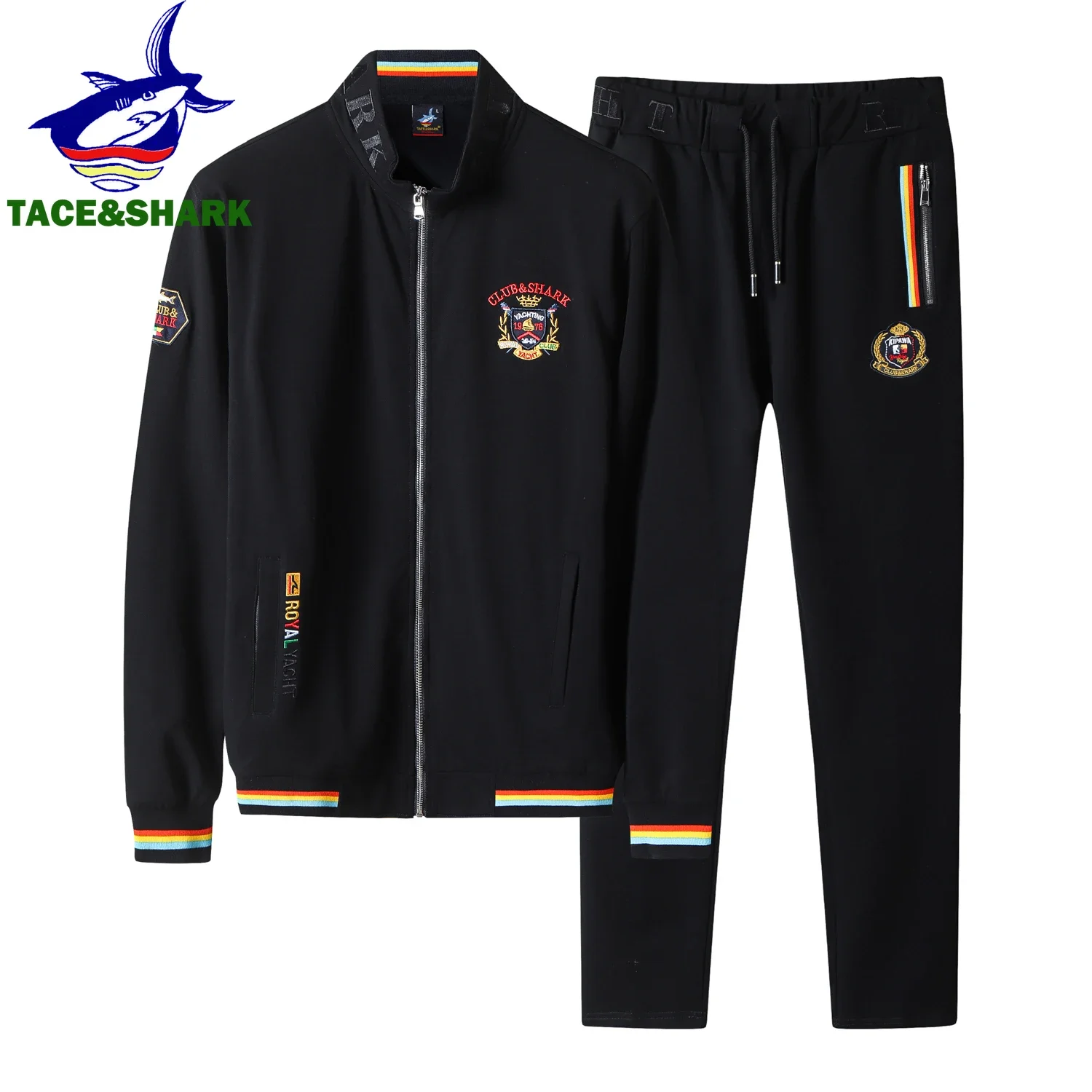 High Quality Embroidery Fashion Tracksuit Autumn Men's Sportswear Two Piece Set Brand Clothing Jacket Sweatpants Sweatsuit 2