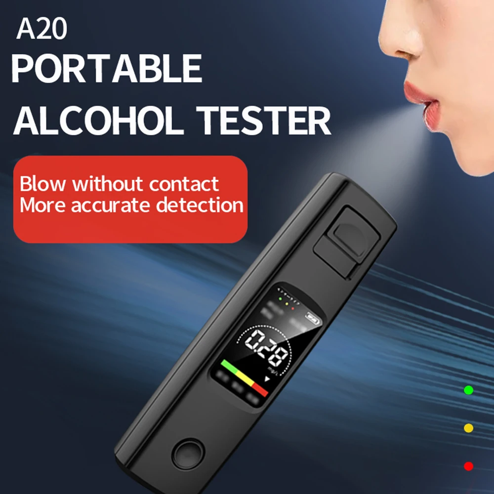 Digital Alcohol Tester With LCD Display Portable Professional Type C Charge Breathalyzer For Drunk Driving