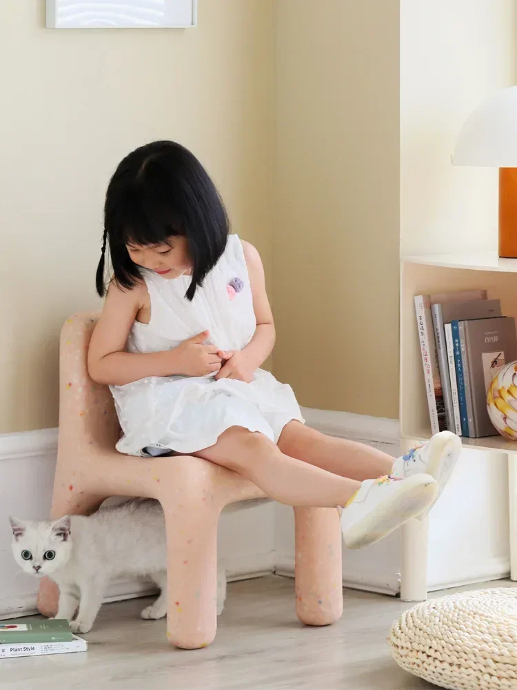 Designer Children's Small Chair Internet Celebrity Ins Home Backrest Low Stool Nordic Kindergarten Baby Plastic Small Bench