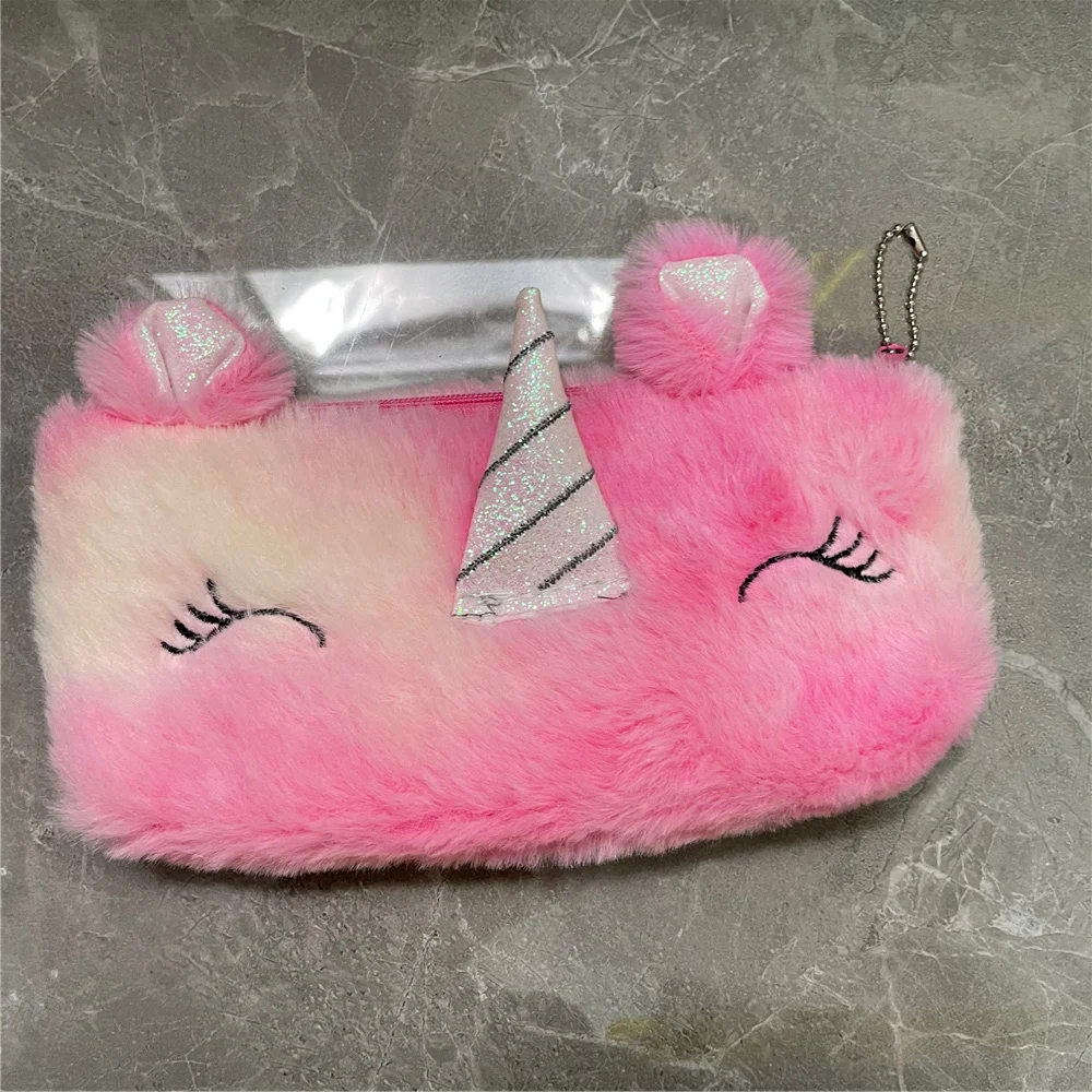 1X Random Color , Animal Coin Bag , 22CM Plush Unicorn Keychain Pocket Coin BAG Purse