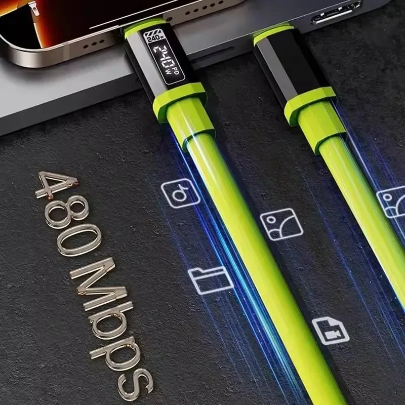 รูปสินค้า สายชาร์จ USB-C to C 3 ชิ้น รองรับ PD 240W สำหรับ iPhone Samsung Xiaomi หลายความยาว