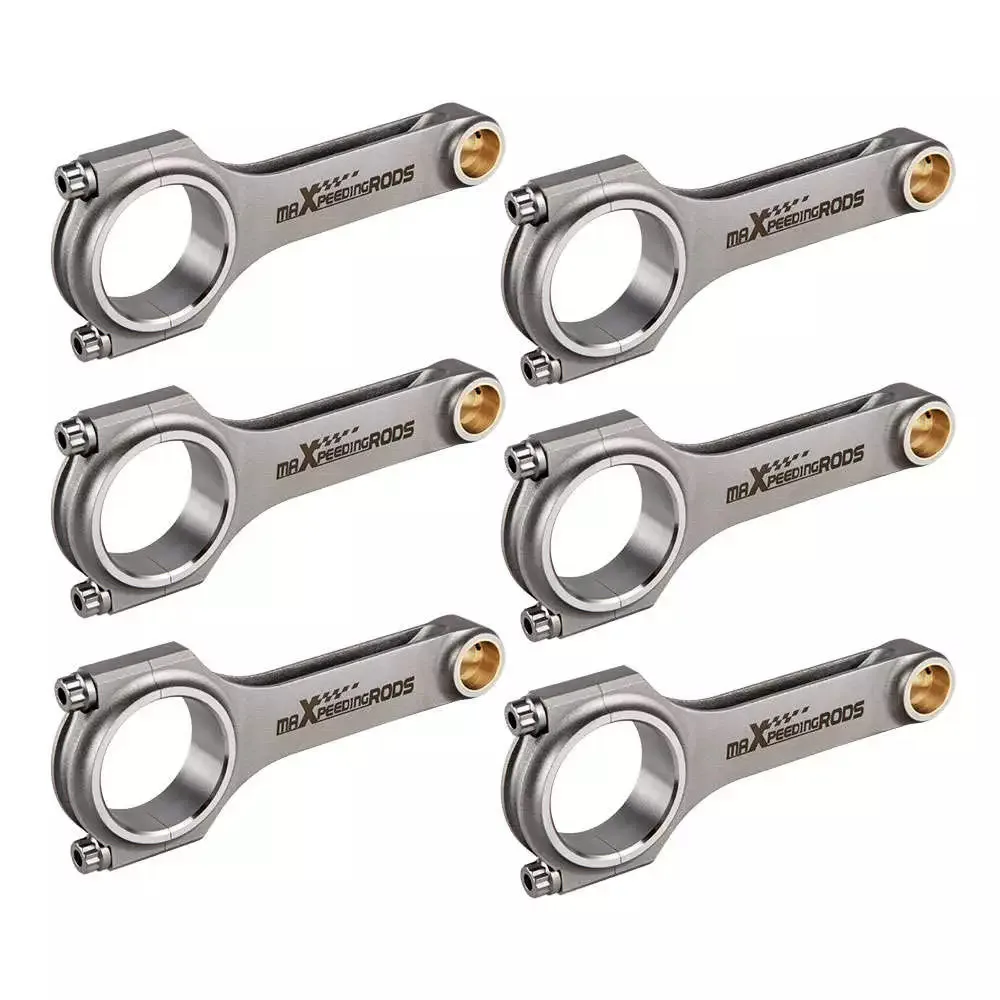 

maXpeedingrods New 6pcs 4340 Forged H-Beam Connecting Rods RB30 for Nissan Skyline GTS R31 Patrol RB30DET 152.5mm ARP 2000