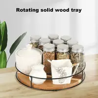 Wooden Serving Tray Vanity Tray Rustic Style 360-degree Rotating Wooden Tray for Dining Table Pantry Organization for Home 2