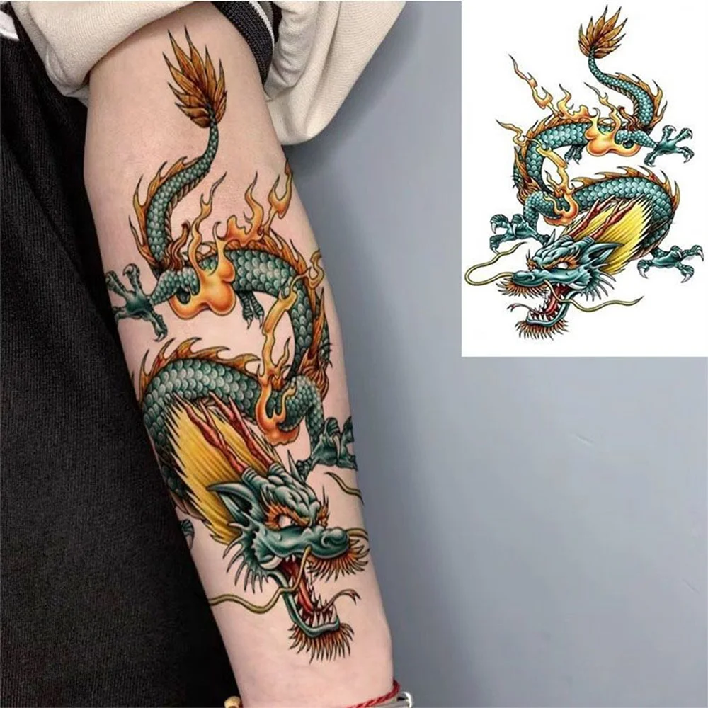 

Waterproof Thorns Dragon, Unicorn, Wolf, Scorpion Temporary Tattoo Stickers Long Lasting Temporary Sticker Tattoos for Men