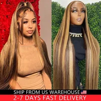 Highlight Wig 13x6 Hd Lace Frontal Wig Natural Hairline PrePlucked 30 Inch 13x4 Honey Blonde Straight Lace Front Wigs Human Hair 1