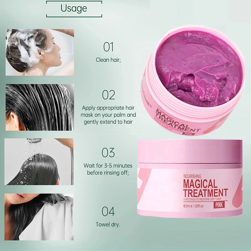 Hair Mask 5 Seconds Repair Damaged Carry Hair Frizzy Soft Smooth Shiny Deep Moisturize Treat Care Essential Oil 60ml hair mask