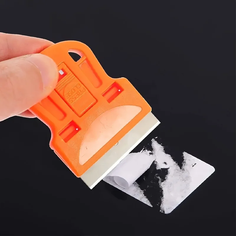 Window Scraper Mini Scrapers Mini Plastic Handle Steel Blade Window Paint Scraper Wallpaper Sticker Decal Residue Label Removal Putty Knives