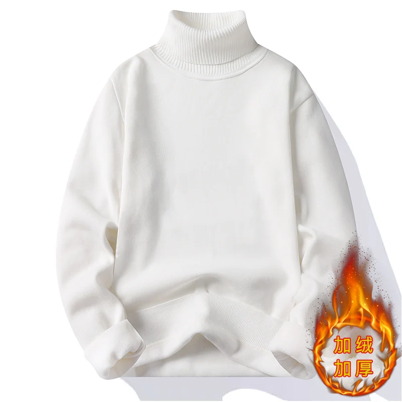 Trendy New Men's Loose Fitting Plush High Neck Long Sleeved Multi-color Sweater Knit Sweater Comfortable Casual Versatile Top