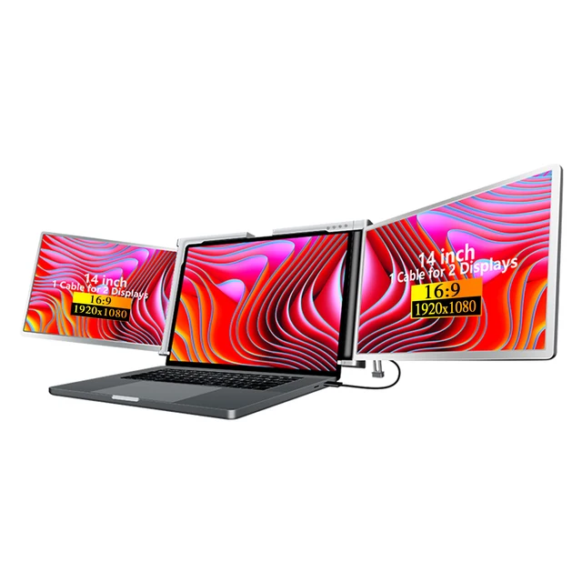 14 inches Laptop Expansion Screen FHD Portable Tri-screen Monitor for 2 Displays for Windows, MacOS for 15-17.3 inch Laptop