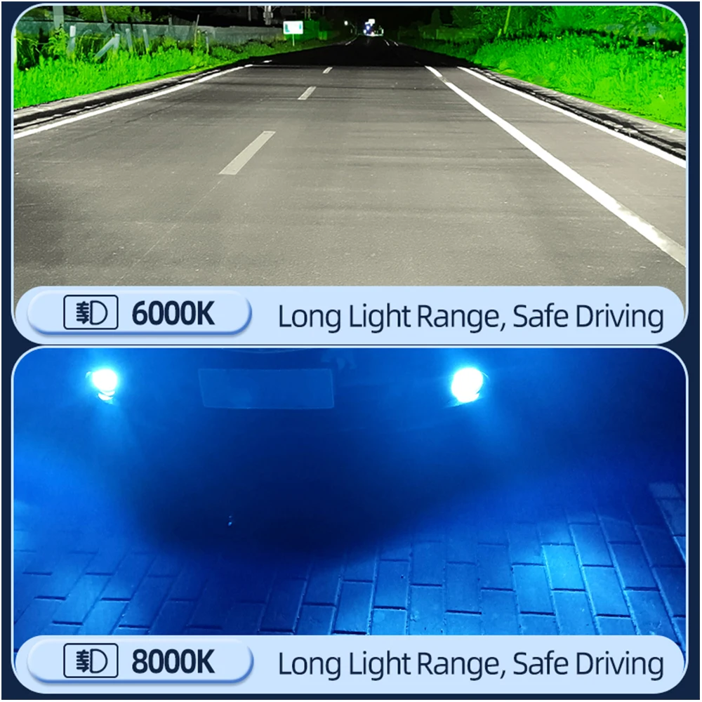 LED 안개등 헤드라이트 H11 H8 H9 H16jp 9005 HB3 9006 HB4 H4 H7 백색/청색/황색 1:1 할로겐 사이즈