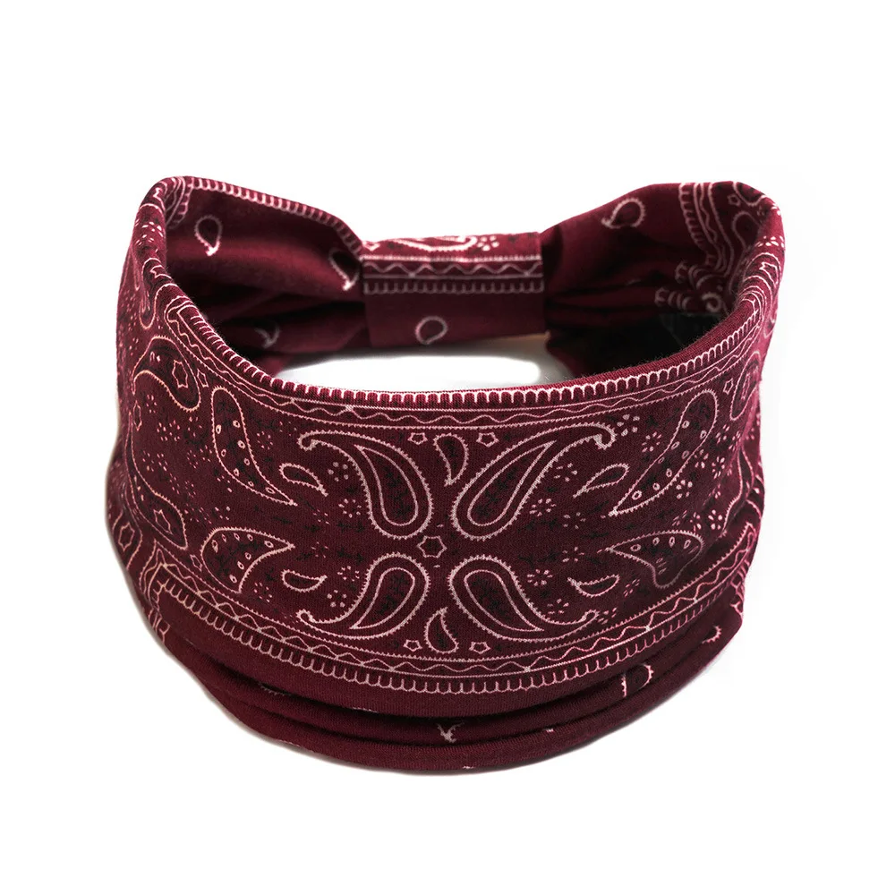 Summer Bohemian Bandanas Elastic Hair Bands Yoga Exercise Cotton Headband Women Headwear Print Vintage Cross Unisex Scrunchies