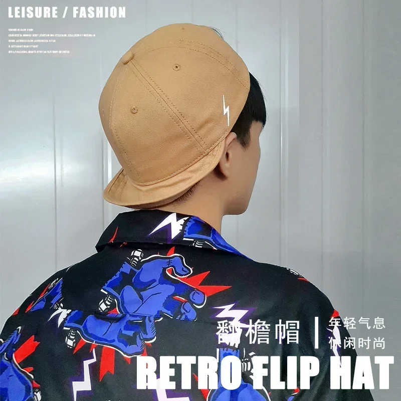 Baseball Cap Large Head Up-turn Peak Hiphop Snapback for Man Woman Big Size Flip Up Soft Top 6CM Short Brim 55-60cm 60-65cm