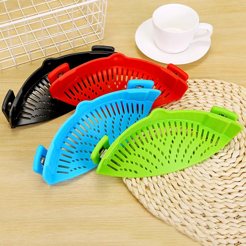 Hot sale Kitchen Strainer Clip Silicone Colander Fits all Pots and Bowls Kitchen Pasta Pot Clip On Hot Silicone Pot Strainer