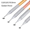 0.3 0.5 0.7 0.9mm Golden Low Center of Gravity All Metal Automatic Pencil Art Sketch Drawing Office Writing Stationery Supplies 2