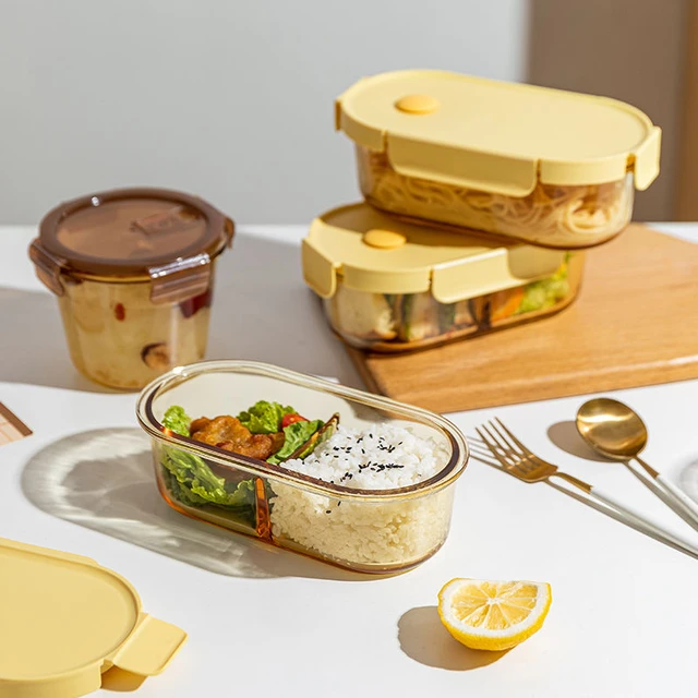 Clear Glass & Bamboo Bento Box, The Linea Home