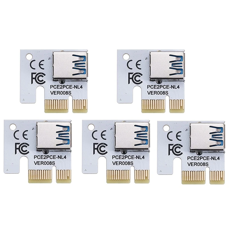 

PCI-E 1X карта адаптера, слот PCI-Express X1 с золотыми пальцами для стабильного и быстрого преобразования данных (VER008S,5 пакетов)