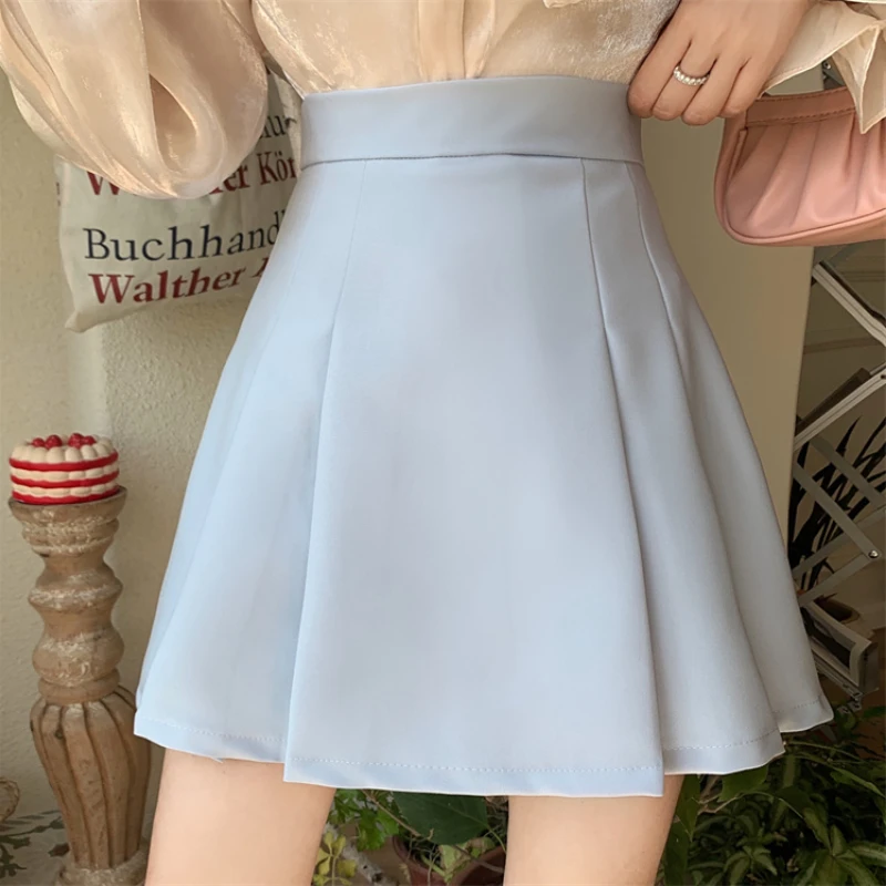 Skirts Women Pure Gentle Cute Ins All-match College Leisure Korean Fashion Jupe Летние Folds Empire Soft New Design Daily A-line images - 6