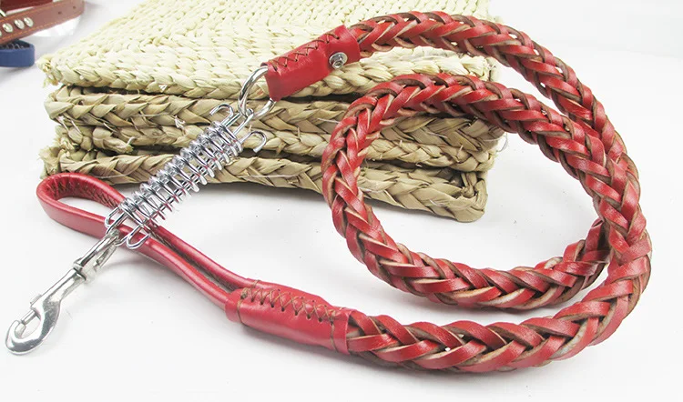 Premium Large Genuine Leather Braided Dog Leash