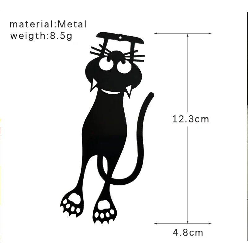 Kawaii Black Cat Bookmarks for Books 3D Metal Stereo Animal Book Mark 1Pc