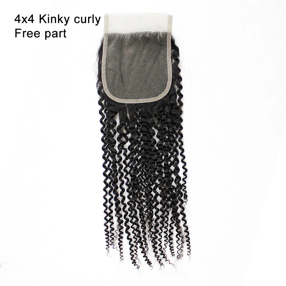 4x4 Lace Closure Straight Body Deep Loose Water Wave Kinky Jerry Curly Remy Indian Human Hair Extension Top Closures