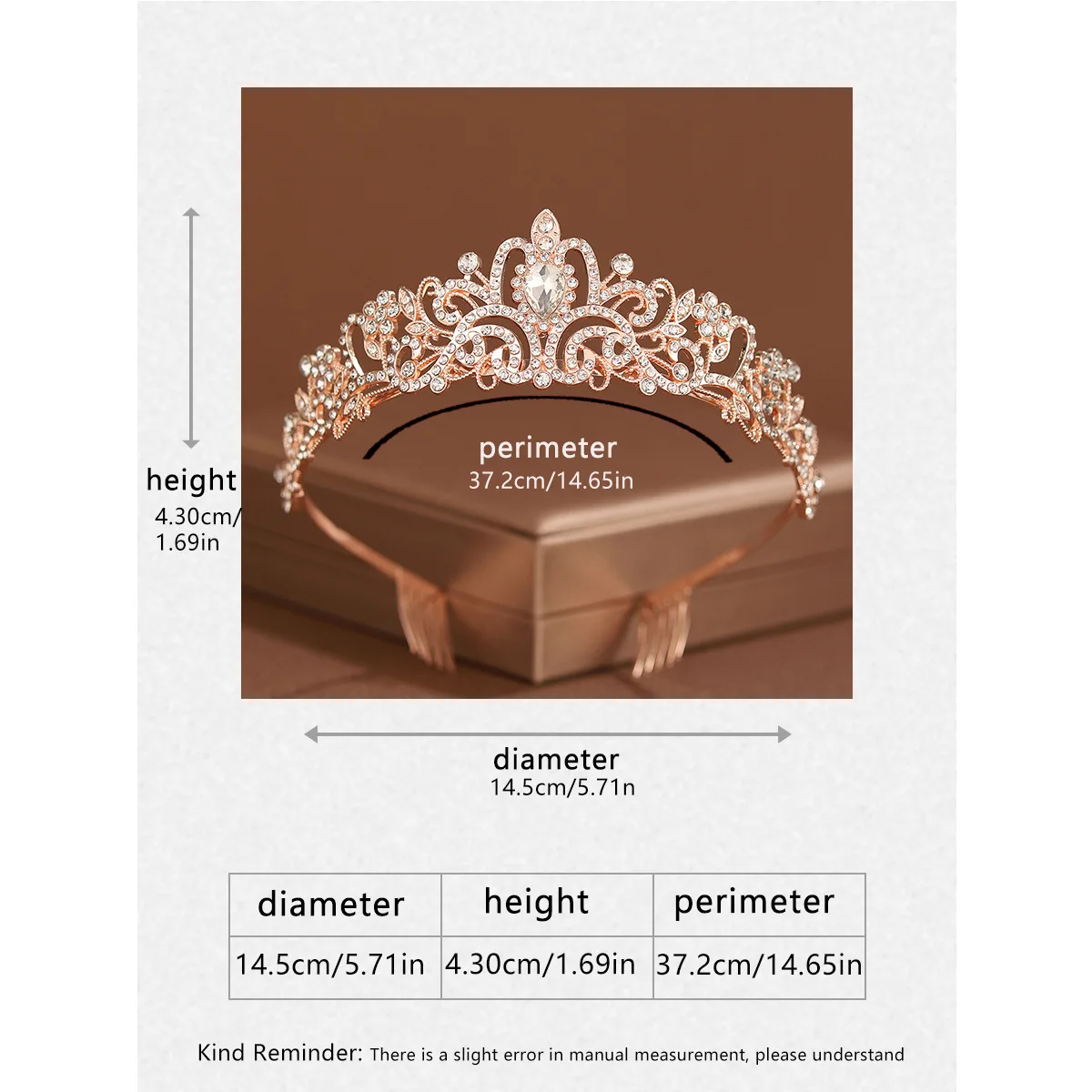 Bridal Headwear Silver-Colour Women's Classic Wedding Crown With Comb Girl Birthday Tiaras gift