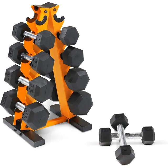 Rubber Hex Dumbbell Set 5–25lb 6