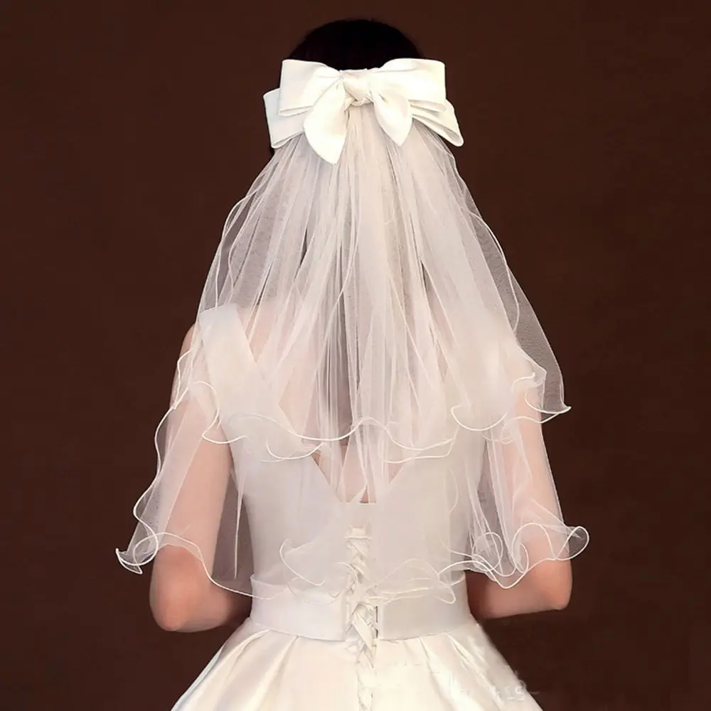 New Wedding Accessories Photo Veil Lace Edge Short Simple Wedding Veil With Comb Women's Tulle Bridal Veil