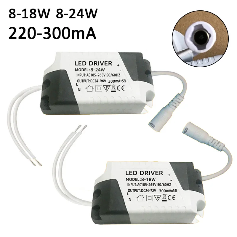 Universal LED Lighting Transformer - Ceiling Lamp & LED Strip Power Supply Adapter (8-24W)