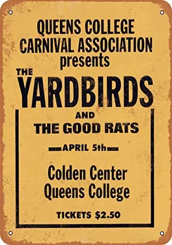 

Metal Vintage Tin Sign 1968 The Yardbirds at Queens College New York-Metal Tin Signs, Home Kitchen Wall Retro Poster Plaque Mu