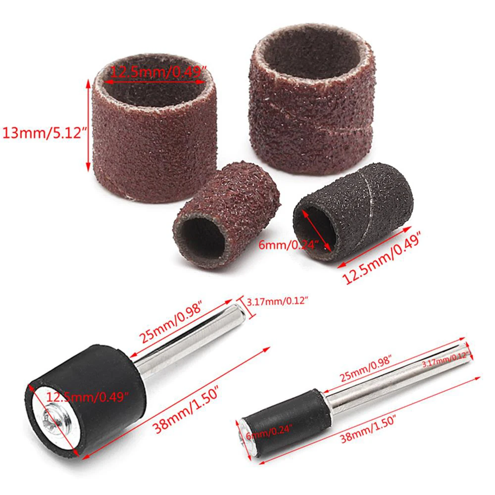 104PCS Sanding Drum Kit Sanding Flap Wheel Wear Resistant Grinding Sandpaper Rotary Tool Accessories Polish Grinding Abrasiving