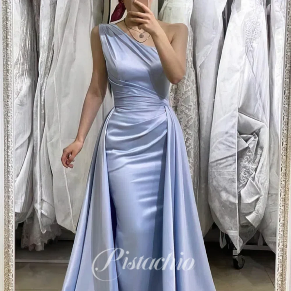 

Elegant Party Dress For Women One-Shoulder Formal Evening Gowns Mermaid Floor Length Sweep Train Prom Dresses فساتين سهرة