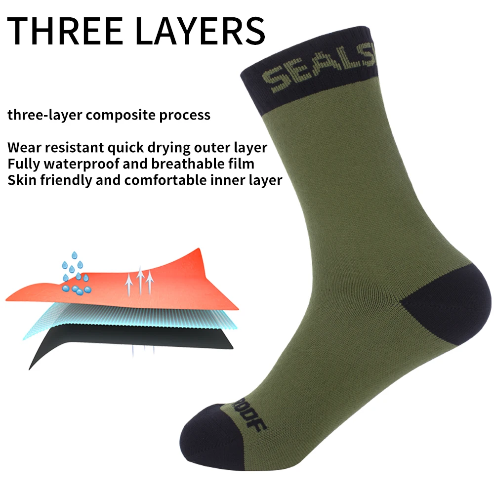 Mens Socks Women Hiking Socks SEALSHELL Waterproof Hiking Fishing Cycling Skiing Wading Camping Sport Socks for Men and Women