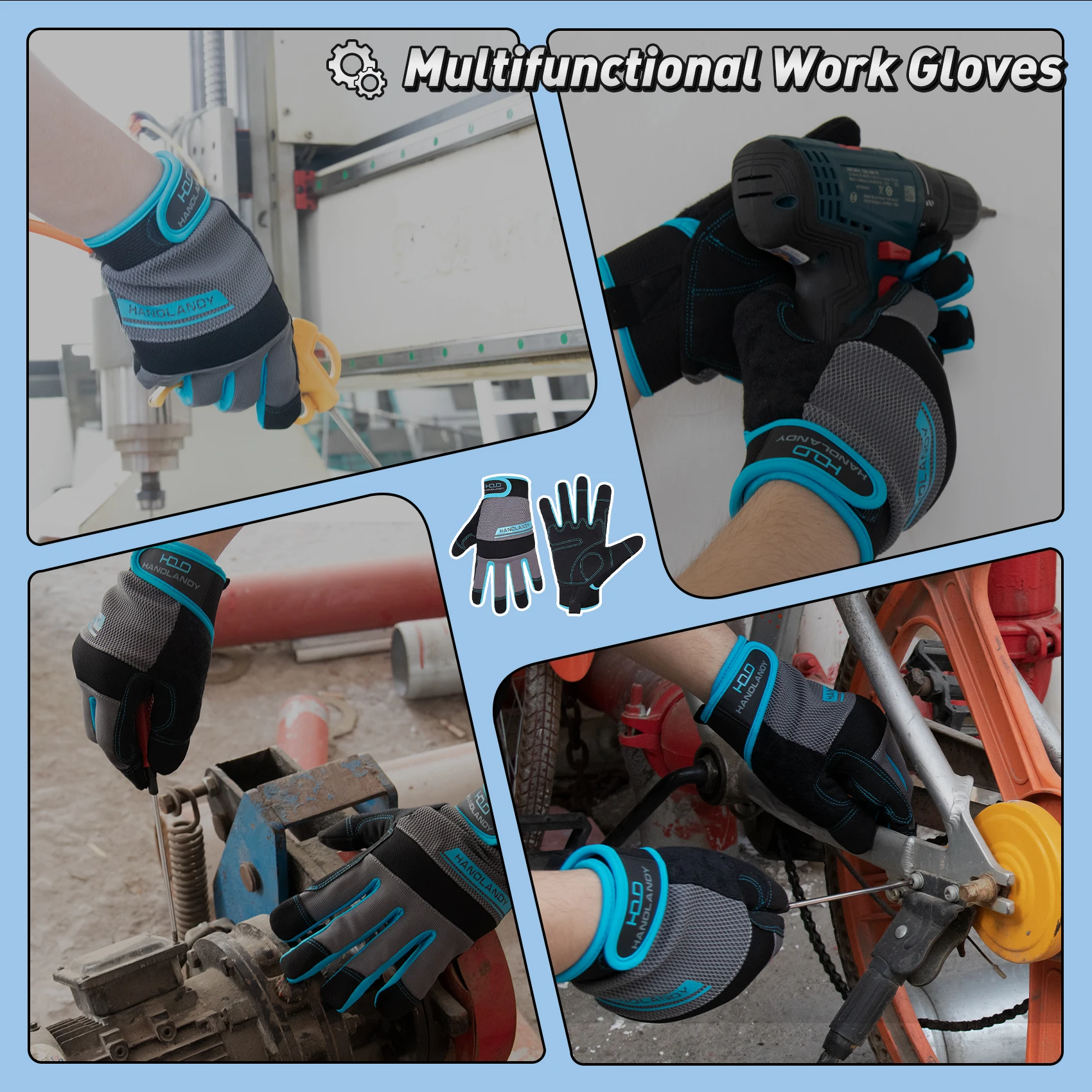 Work Gloves Protective Gloves HANDLANDY Utility Work Gloves Flexible Breathable Yard Work Gloves Thin Mechanic Working Gloves Touch Screen