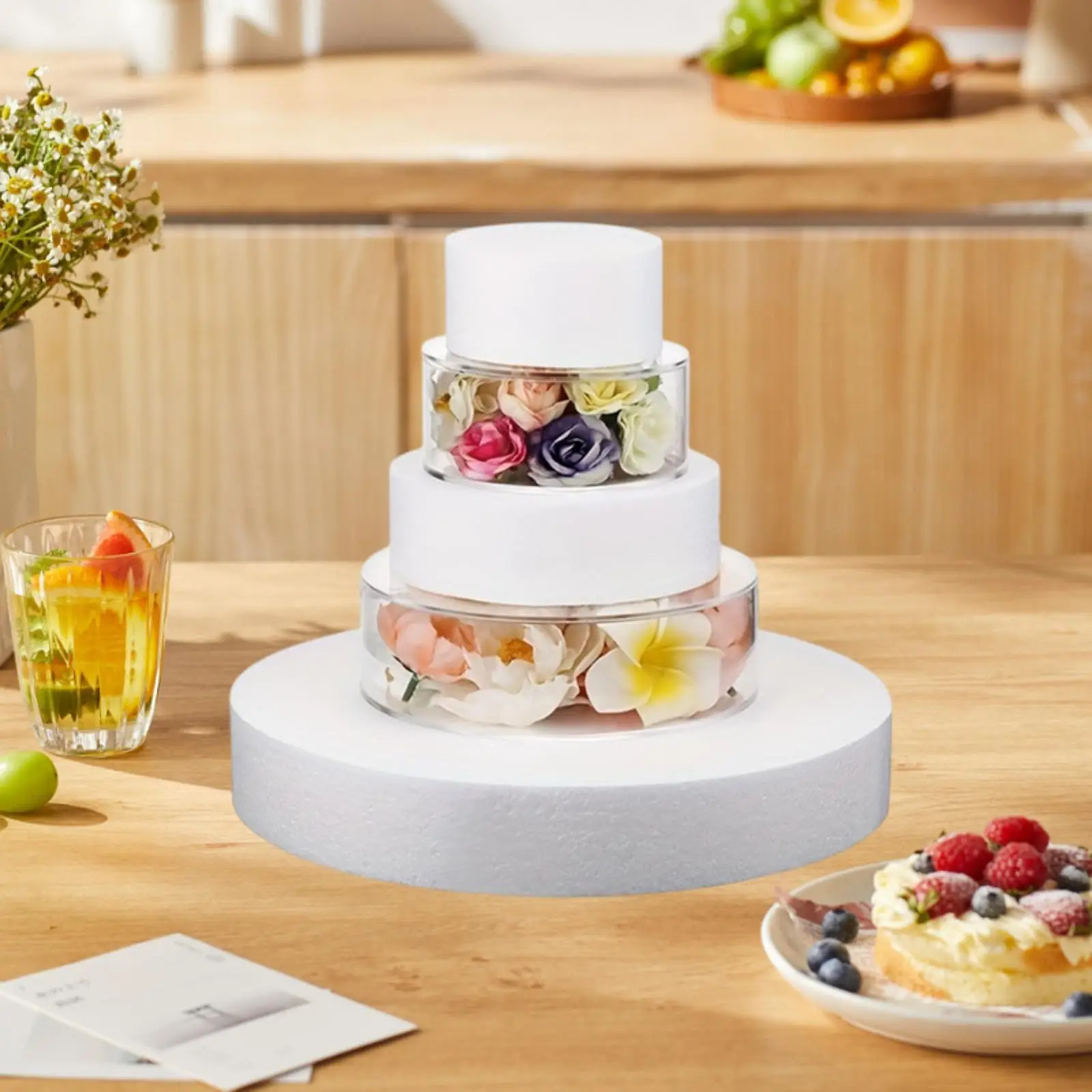 Cake Display Box Clear Acrylic Cake Stand Riser Cylinder Pedestal Stand for Tabletop Display Food Engagement Party Birthday