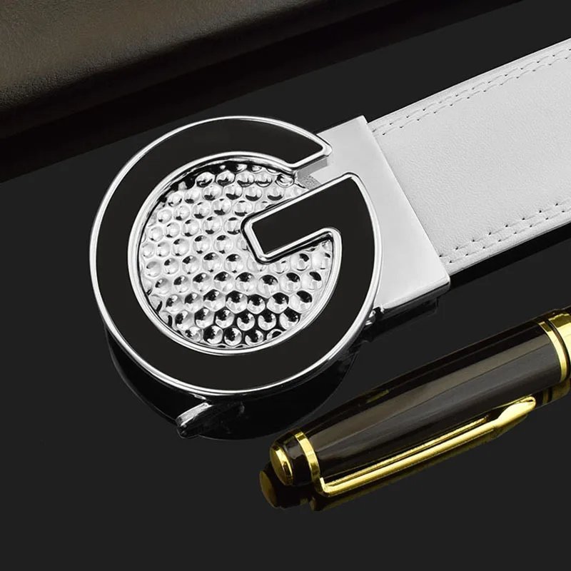 White Golf Belts Men | White Leather Golf Belt | Leather