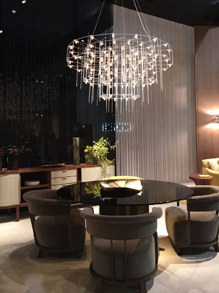 New Trend Post-Modern Classic Stainless Steel Chandeliers Unique Lights Lustre LED Dimmable Lamps For Living Room