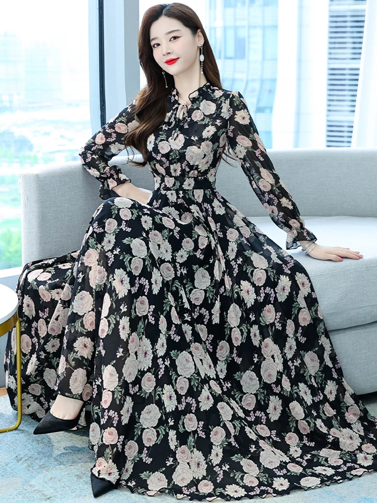 Long Sleeve Fashion Floral Evening Dress Casual Spring 2023 Clothes For