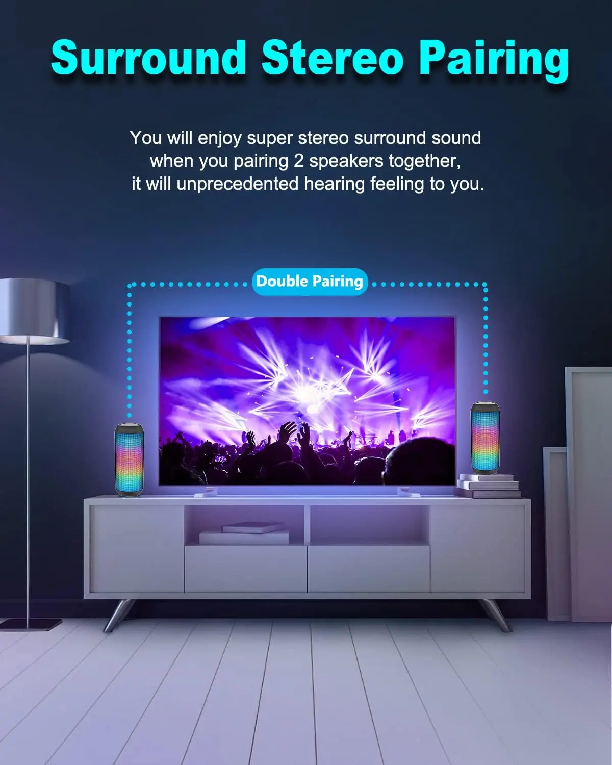 Portable Bluetooth Speaker Surround Stereo Outdoor Camping