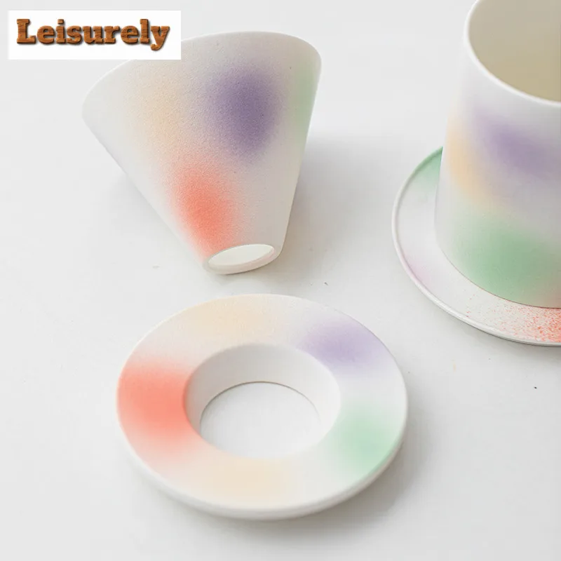400ml Gradient Peach Blossom Coffee Filter Cups Espresso Filter Set Reusable Cone Pour Over Coffee Dripper Filters Accessorie