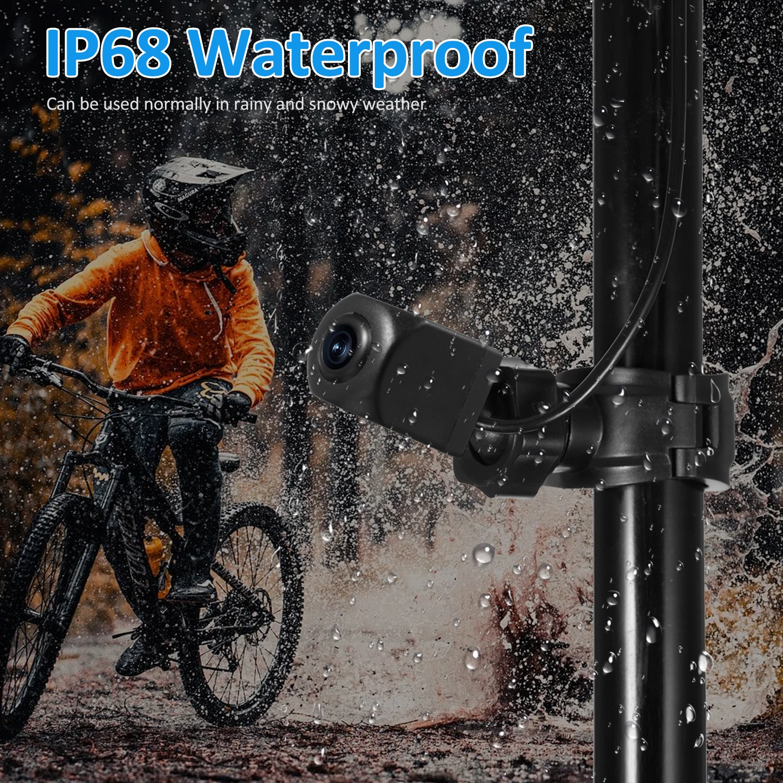 1080P 충전식 자전거 후방 카메라 핸들바 자전거 거울 도구(4.3인치 모니터 포함) 야간 투시경 150 °   광각 뷰