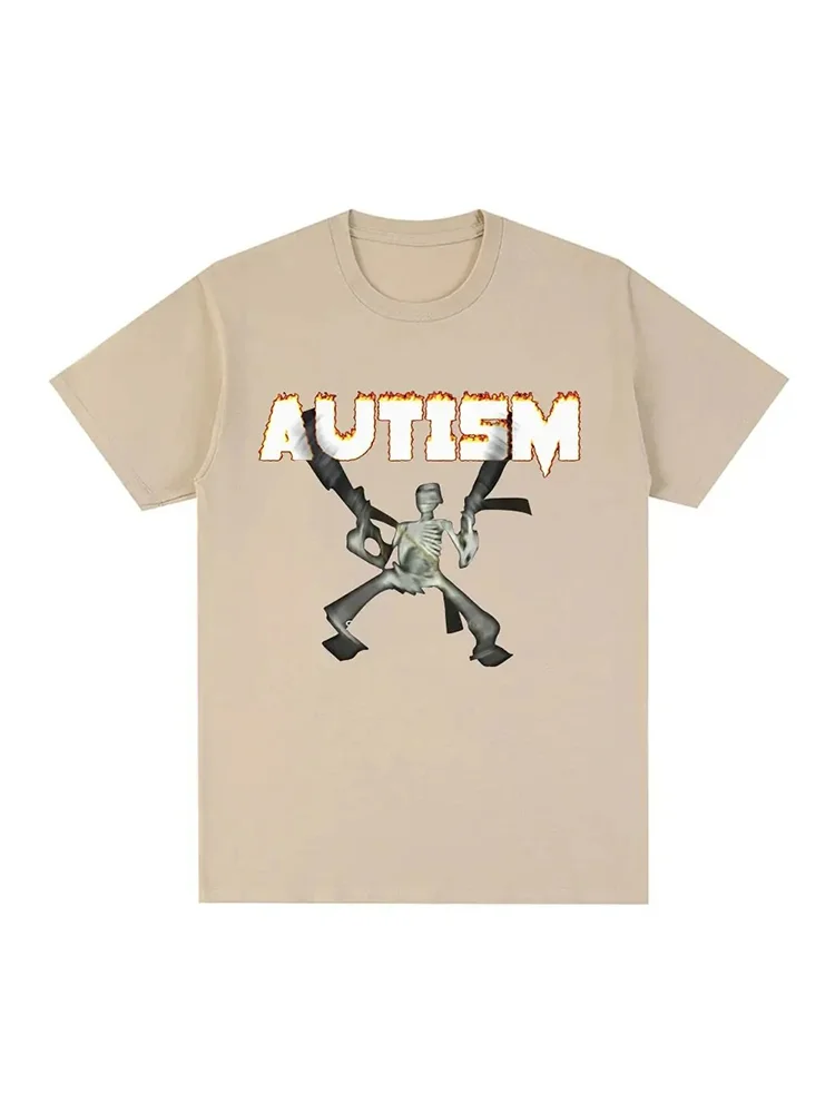 

Summer Men's Autism Skeleton Meme T-Shirt Humorous Funny Skull Fashion Hip Hop T-Shirt Casual Cotton Short Sleeve Oversized Top