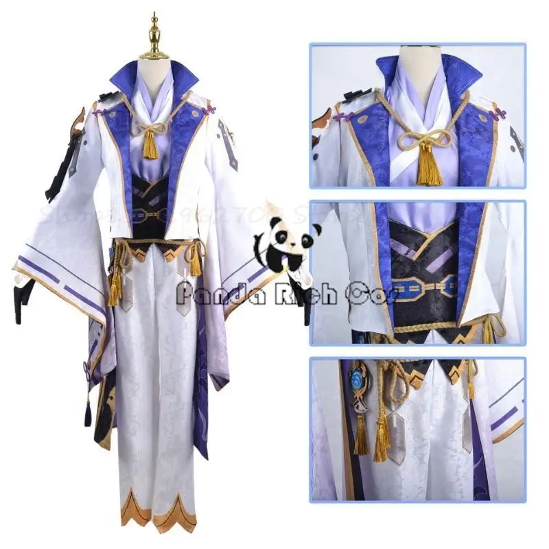 

Game Genshin Impact Kamisato Ayato Cosplay Costumes Anime Uniform Wig Men Halloween Party Costumes Role Play Full Set Suit