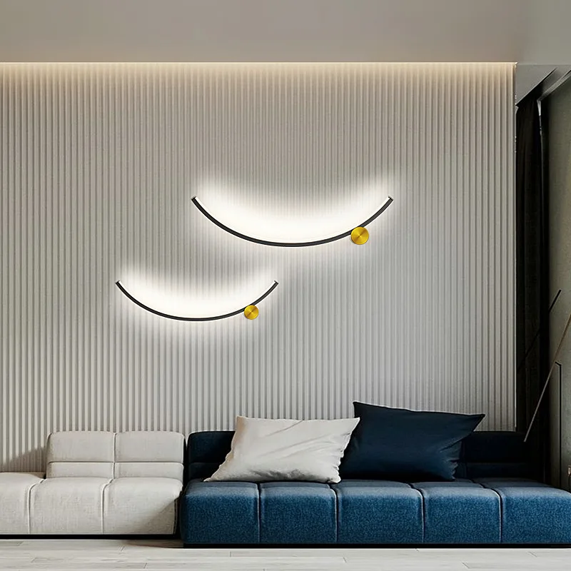 

Nordic Indoor Decor Led Wall Light Black for Bedroom Bedside Modern Living Room Sofa Background Hallway Wall Mounted Sconce Lamp