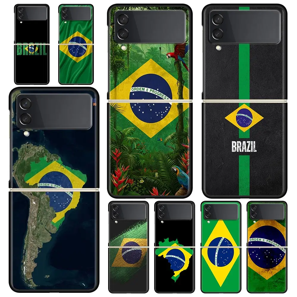 Brazil Flag Themed Black Folding Phone Case - Durable Hard Shell Cover