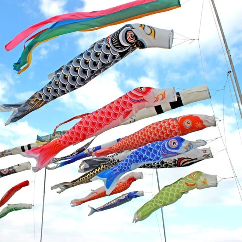 5pcs koinobori flag Fish Wind Streamer flags Japanese Carp Japanese Fish  Flag