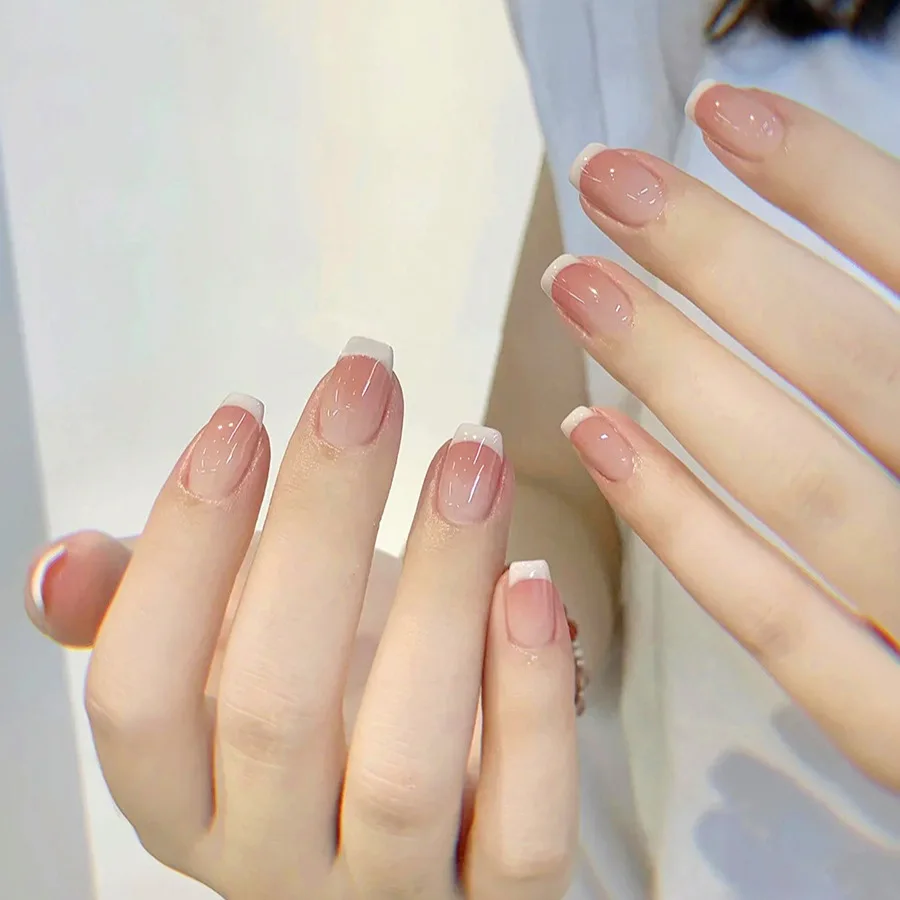French Nails 10pcs Pink French Handmade Short Style Wear Nail Women&Girl Whitening Nail Stickers False