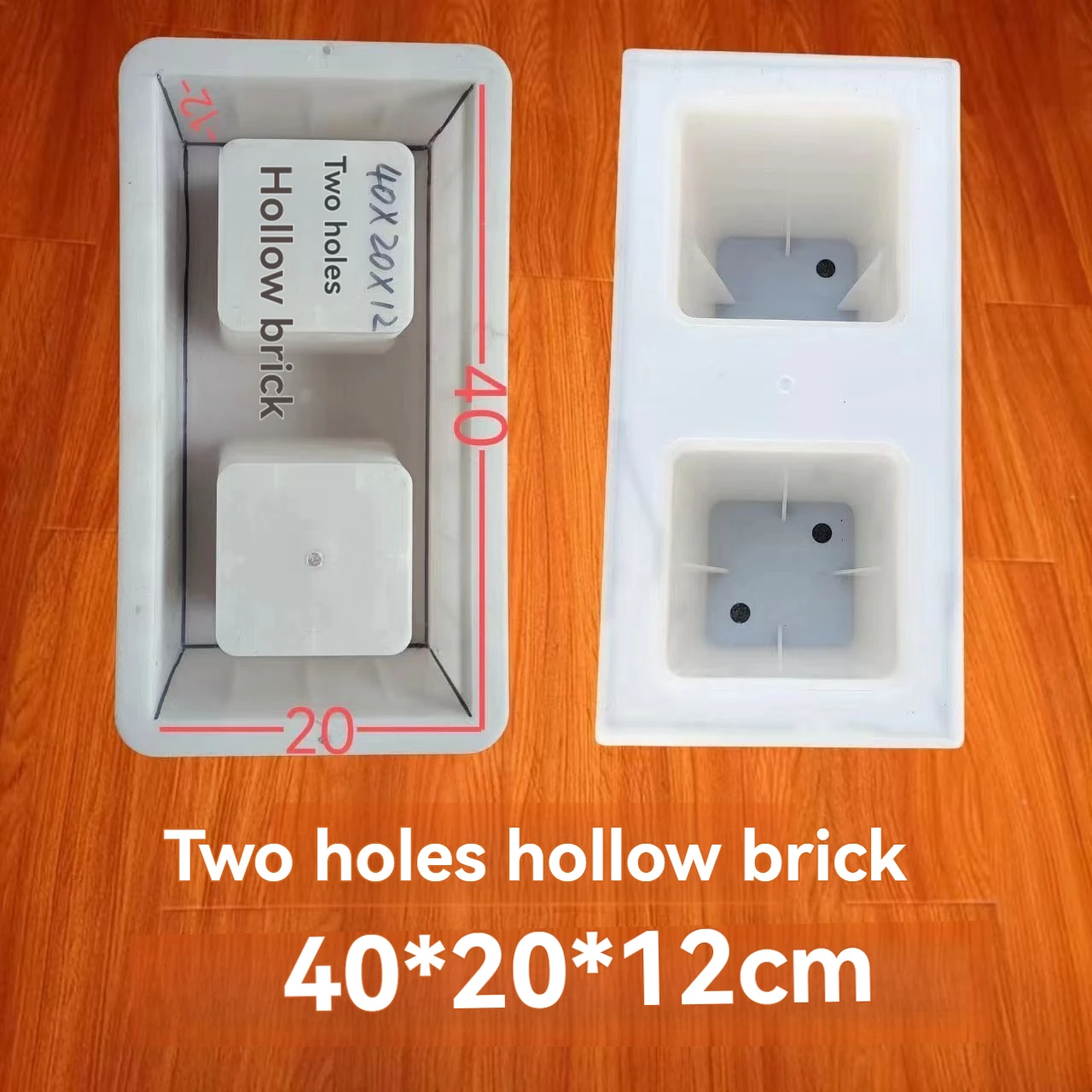 Double Hole Hollow Brick Plastic Cement Mould 40x20x12cm Decorative Wall River Slope Protection Masonry Brick Prefabricated concrete molds