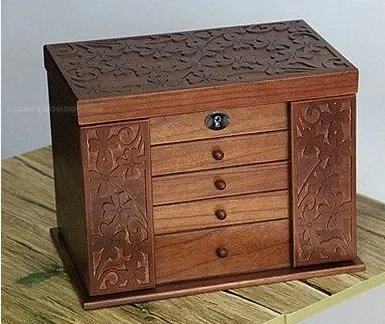 Chinese Wooden Jewelry Box Storage Boxs Retro Wood Clover Cosmetic Boxes with Lock Special Offer Organization Case 34*23*25cm